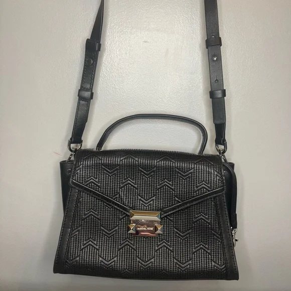 Michael Kors Whitney Medium Quilted Top Handle Satchel Black / Silver - Picture 1 of 11